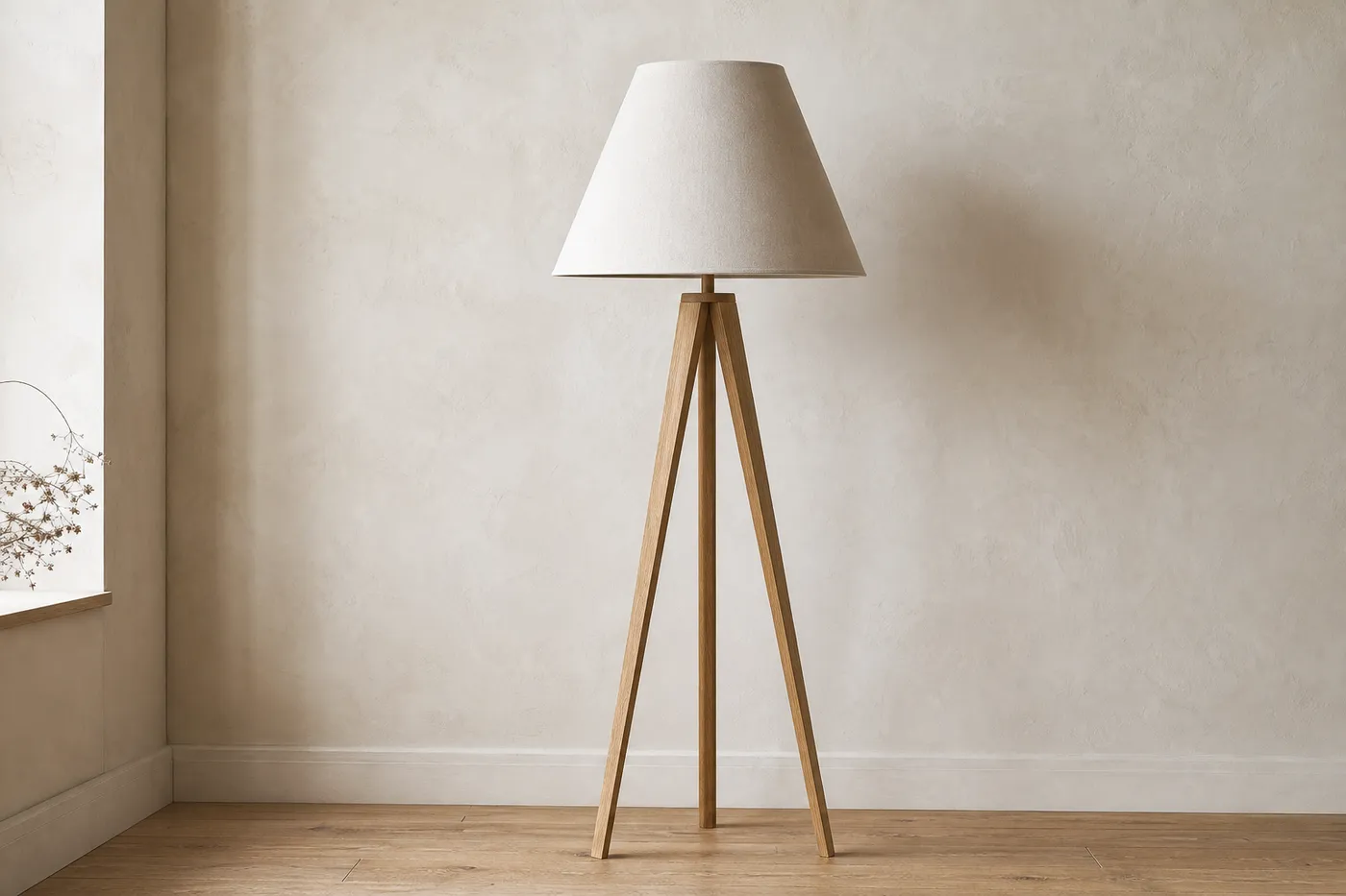Lampadaire Trépied Bois & Lin — Série 14
